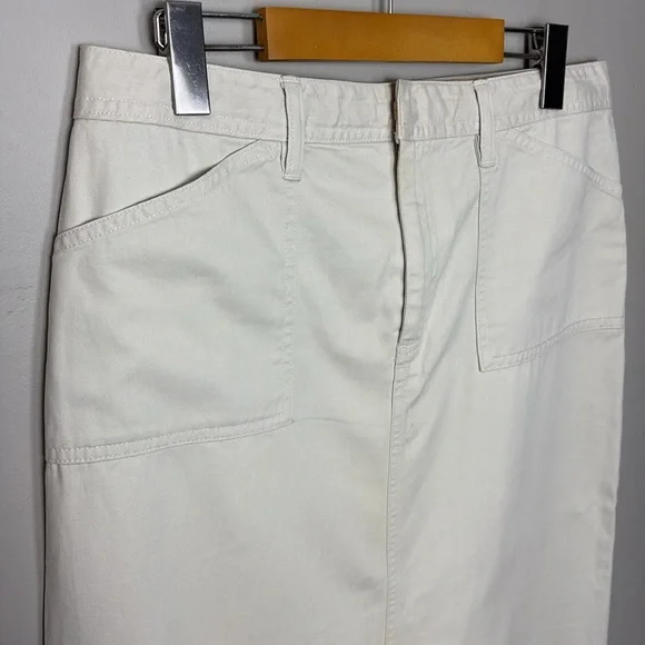 Old Navy Cream Minimalist Long Skirt Modest 100% Cotton Women's Size 8 - Picture 2 of 7